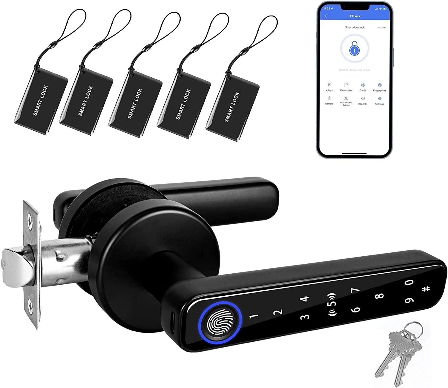 Intelligent Simplified Lever Security Ttlock APP Access Smart Keyless Fingerprint Cabinet Hidden Door Handle Deadbolt Lock