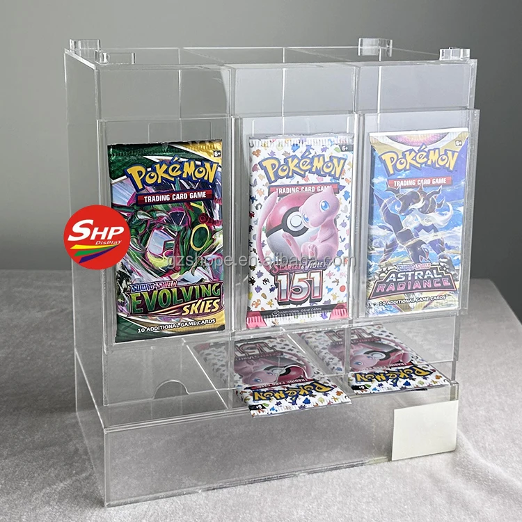 SHP Clear 6 Slot Trading Card Acrylic Booster Pack Dispenser for Pokemon English Japanese Card Glory of Team Rocket Booster Pack SHP Clear 6 Slot Trading Card Acrylic Booster Pack Dispenser for Pokemon English Japanese Card Glory of Team Rocket Booster Pack