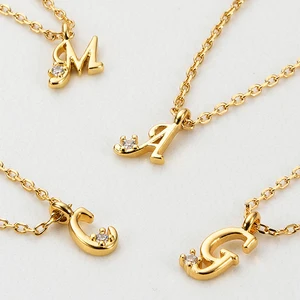 925 Sterling Silver Crystal Letter P M Pendant Necklace Jewelry Initials Dainty Custom Diamond 18K Gold Plated Initial Necklace