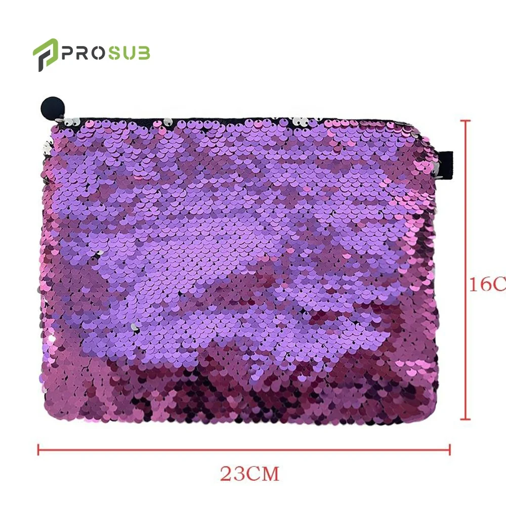 Prosub Blank Flip Sequin Cosmetic Bags for Sublimation Custom Logo Reversible Bling Glitter Sublimation Makeup Bag