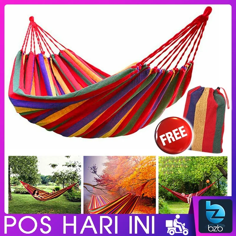 Sleeping Camping Hammock Outdoor Portable Nylon Canvas Travel Washable Swing Bed Free Storage Bag Camping & Hiking Gear Foldable