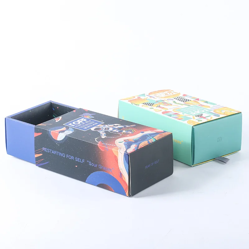 Custom Logo Cardboard Paper Printed Socks Underwear Packaging Folders Drawer Boxes for Kids