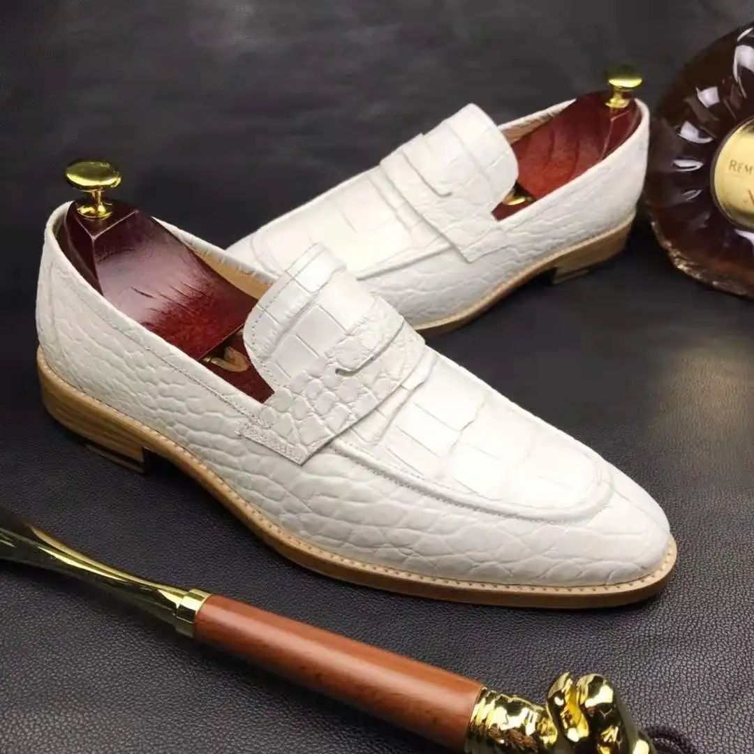 Source Fashion white genuine crocodile leather Men's Dress shoes loafer  high end handmade custom wedding shoes men on m.