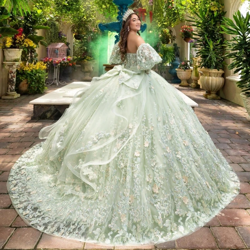 Mumuleo Sage Green Shiny Tulle Quinceanera Dresses Sweetheart Beads Applique Lace Ball Gown Sweet Sixteen Dress Gowns Vestidos Mumuleo Sage Green Shiny Tulle Quinceanera Dresses Sweetheart Beads Applique Lace Ball Gown Sweet Sixteen Dress Gowns Vestidos