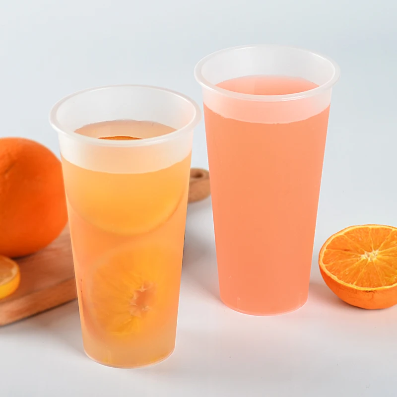 Frosted Hard Disposable Milk Tea Packaging Cup Transparent 500ml 600ml 700ml PP Plastic Cup