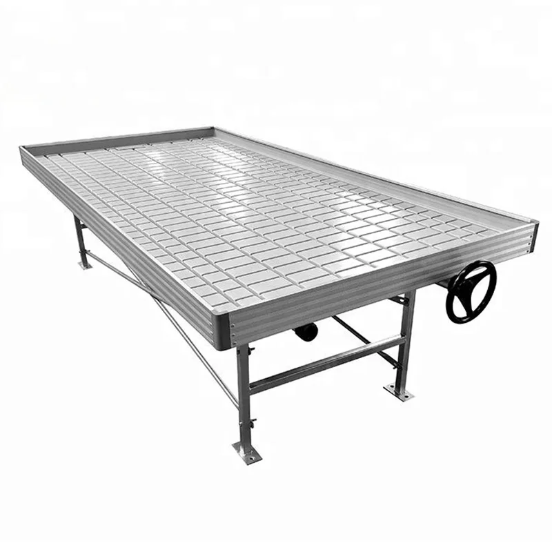 Water Saving Irrigation System Greenhouse Grow Table Bench ABS Flood Tray Seedbed Adjustable Height Hot Dip Galvanized Steel