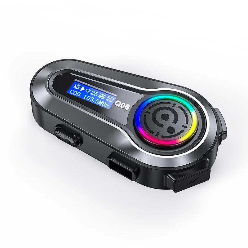 Q08 Motorcycle Intercom Bluetooth Helmet Headset IPX6 Waterproof