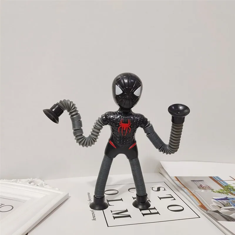 Popular Creative SpiderMans Stretch Tube Pull Telescopic Toy Kids Gift Glowing Pinch Toy Children's Decompression Toy