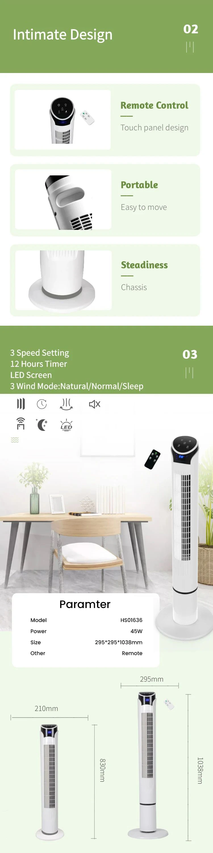Tower Fan, LED, 12H - detail 18