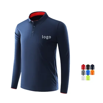 Sublimation Tshirt Custom Logo Knit Long Sleeves Quick Dry 100% Polyester Men Plain Work Golf Polo Shirt