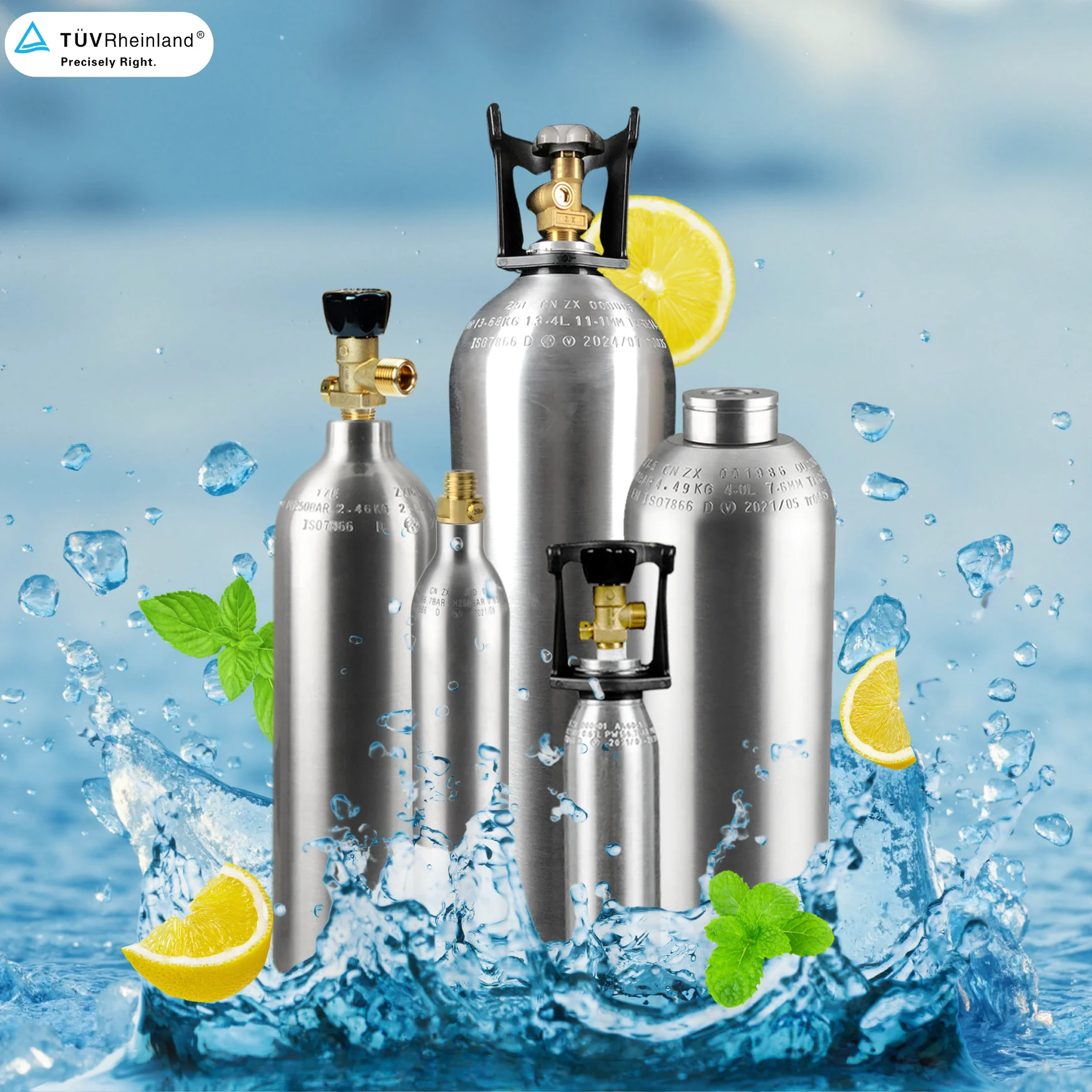 water ZX Beverage High Pressure Aluminum Alloy Gas Cylinder Tank TPED