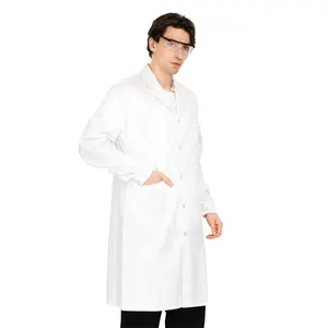 Wholesale Medical White Lab Coat Unisex Long Sleeve Hospital Doctor Pharmacy Laboratory Lab Coat