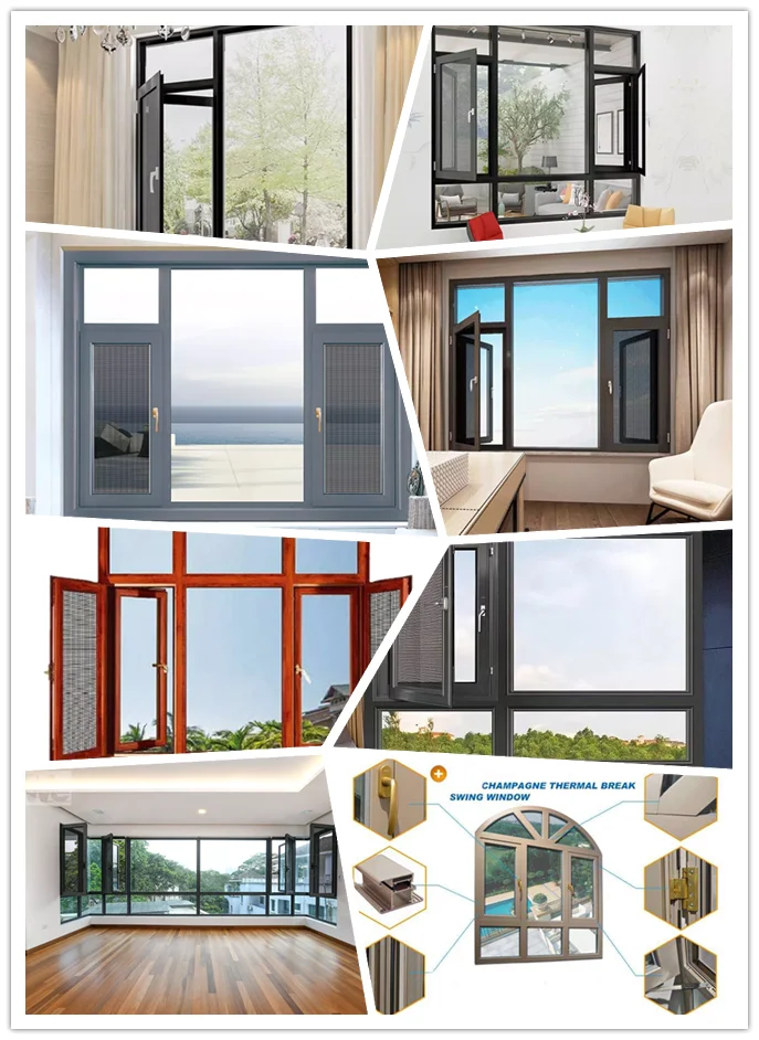 Aluminium Profile Casement Window With Screen Side Hung Window With Fly ...
