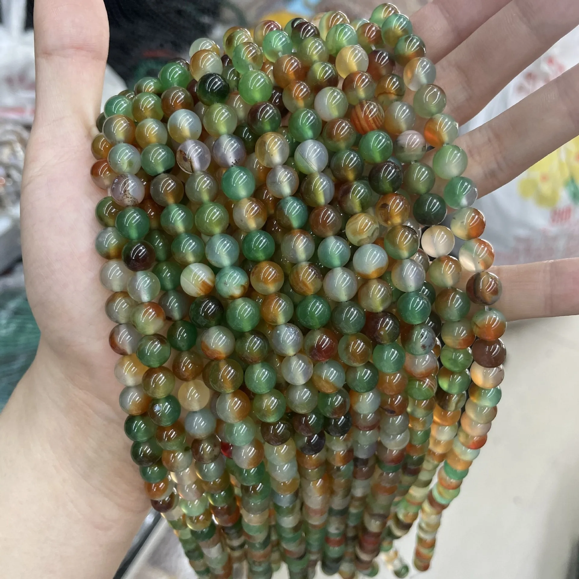 Genuine Natural Peacock Agate Beads Loose Round Semi-Precious Smooth Agate  Gemstone BeadsFor Jewelry Making