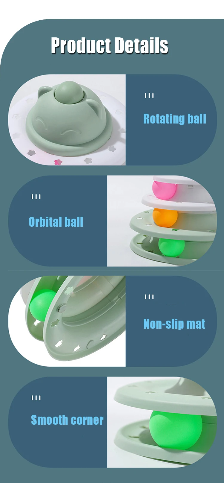 Pet Roller Turntable Cat Toys Balls with Colorful Balls Interactive Fun Mental Physical Exercise Puzzle Cat Toys