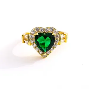 Fashion Jewelry Custom Colorful Gemstone Birthstone Heart Ring Luxury Brilliant Marriage Wedding Crown Claddagh Rings for Girls