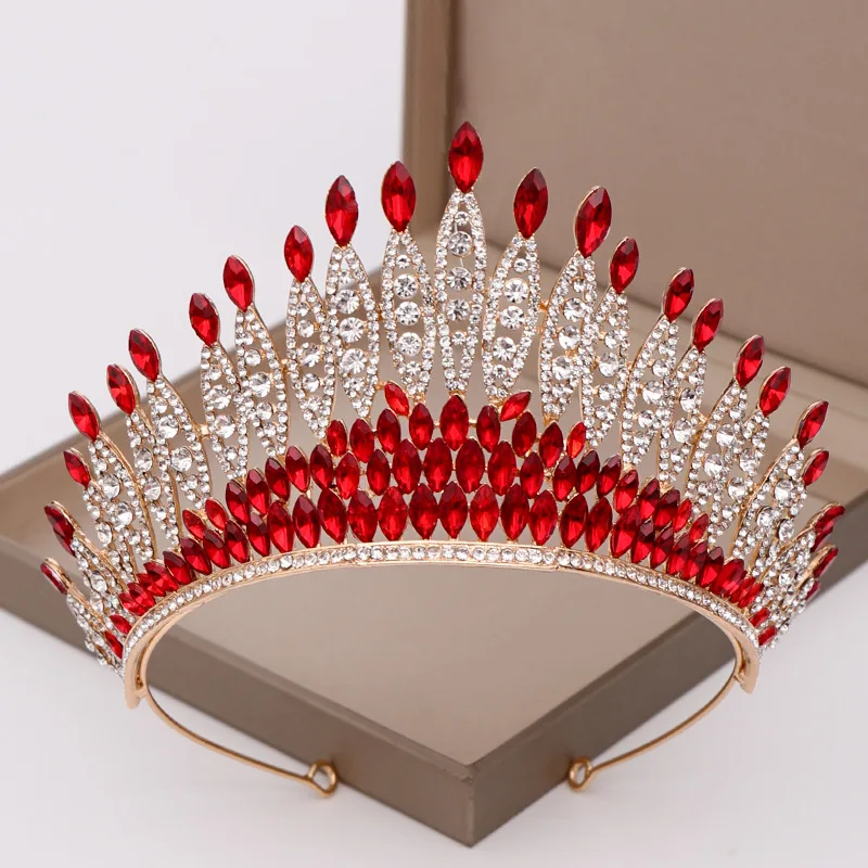 2024 Wedding Headpieces - Elegant Silver Red Crystal Tiaras display picture 3