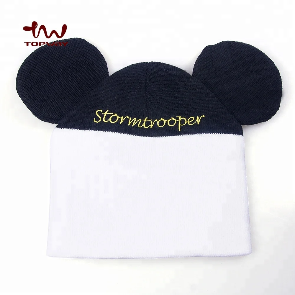 Логотип Фанни черный белый цвет жуткий уход за кожей лица кепки вышивка вязаная шапочка шапки с ушками для женщин дамы