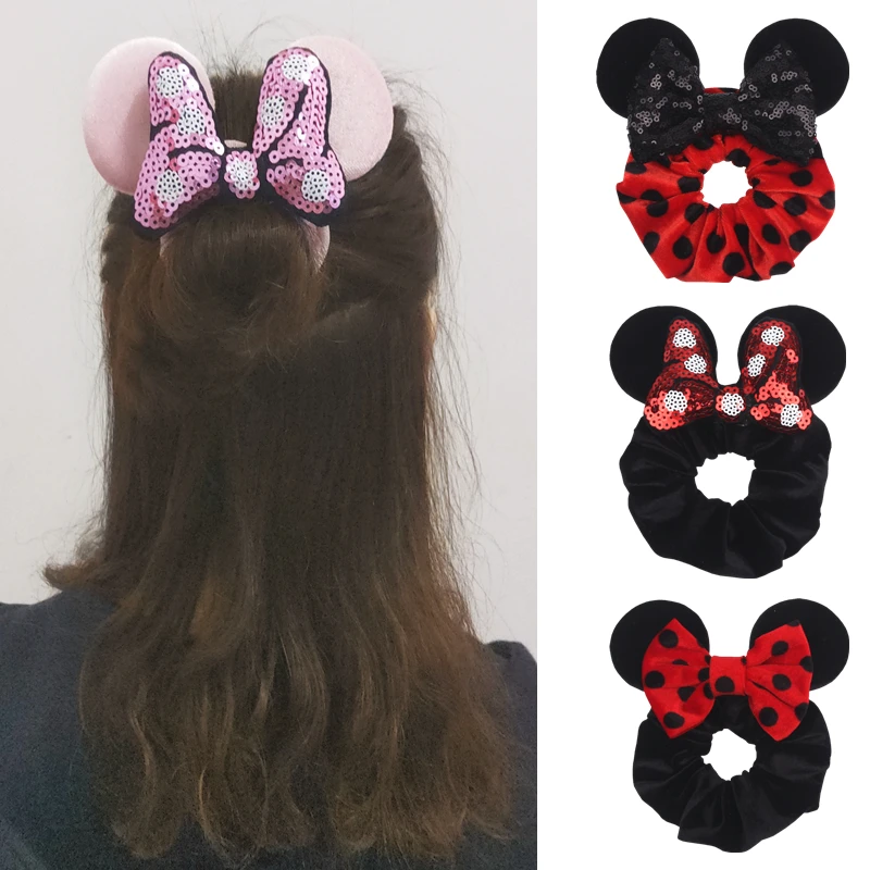 Новые звёзды Луна бархатные уши мыши блестки бант резинка для волос девушки мультяшный персонаж конский хвост аксессуары