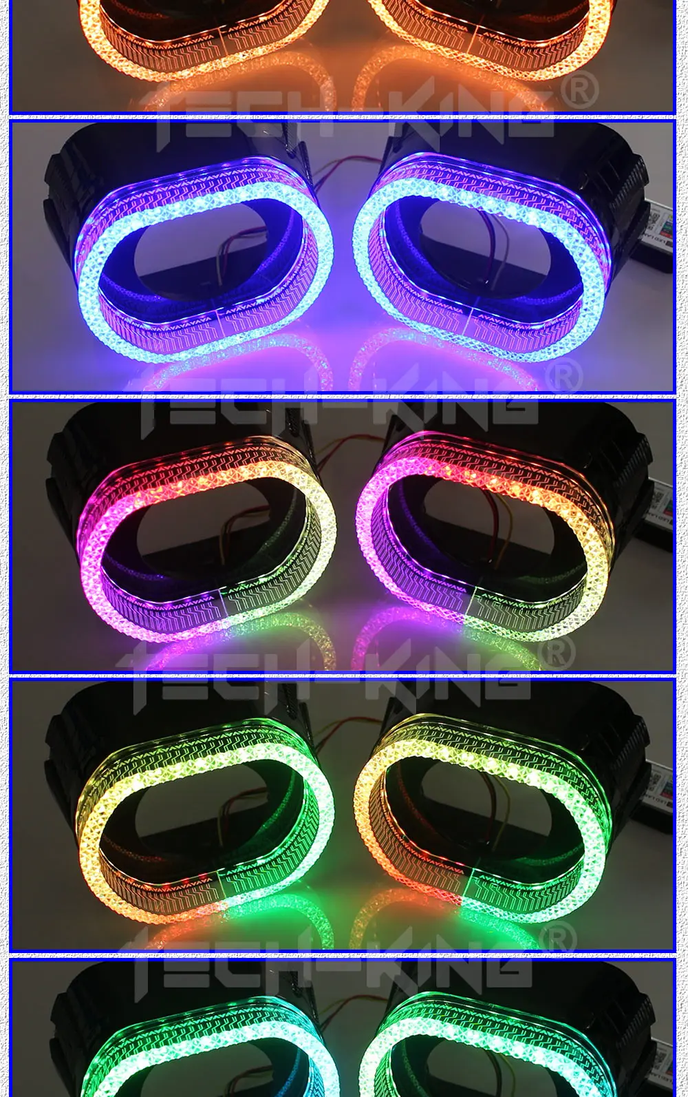 Car Headlight upgrade retrofit accessories 3 "Angel eyes with decorative cover for projector lens APP RGBW daylight with shroud