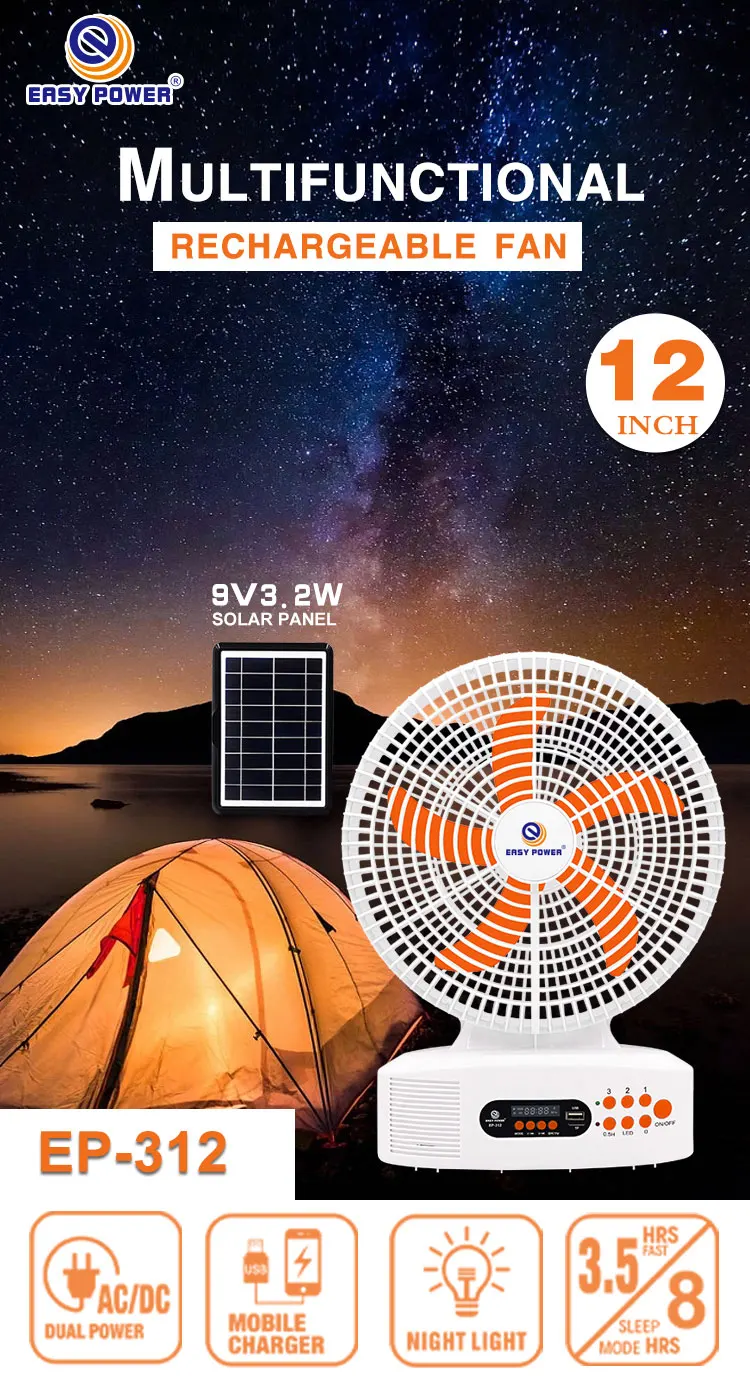 Portable Dc Fan Customize Rechargeable With Radio 6v 3w Solar Rechargeable Fan Ac Dc ...