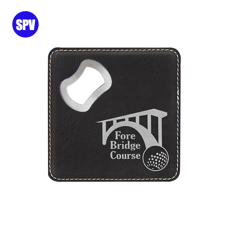 Pink laser cutting leather blanks bottle opener coaster