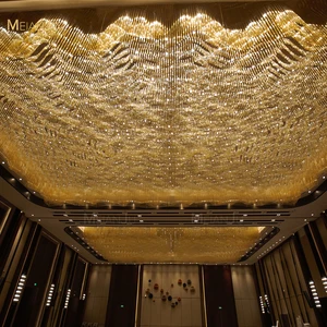 Large Modern Decorative Hotel Lobby Pendant Lights Customizable Luxury Glass Crystal High Ceiling Chandelier with Oval Shape