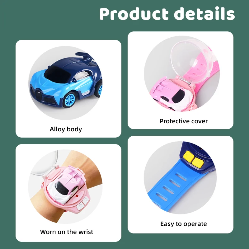 Zhorya Kids Mini Remote Control Car Watch Toy Hand Controlled Car 2.4g