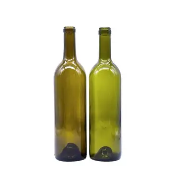 750ml Green Amber Clear Wine Bottle Bordeaux Wine Glass Bottle with Wooden Lids