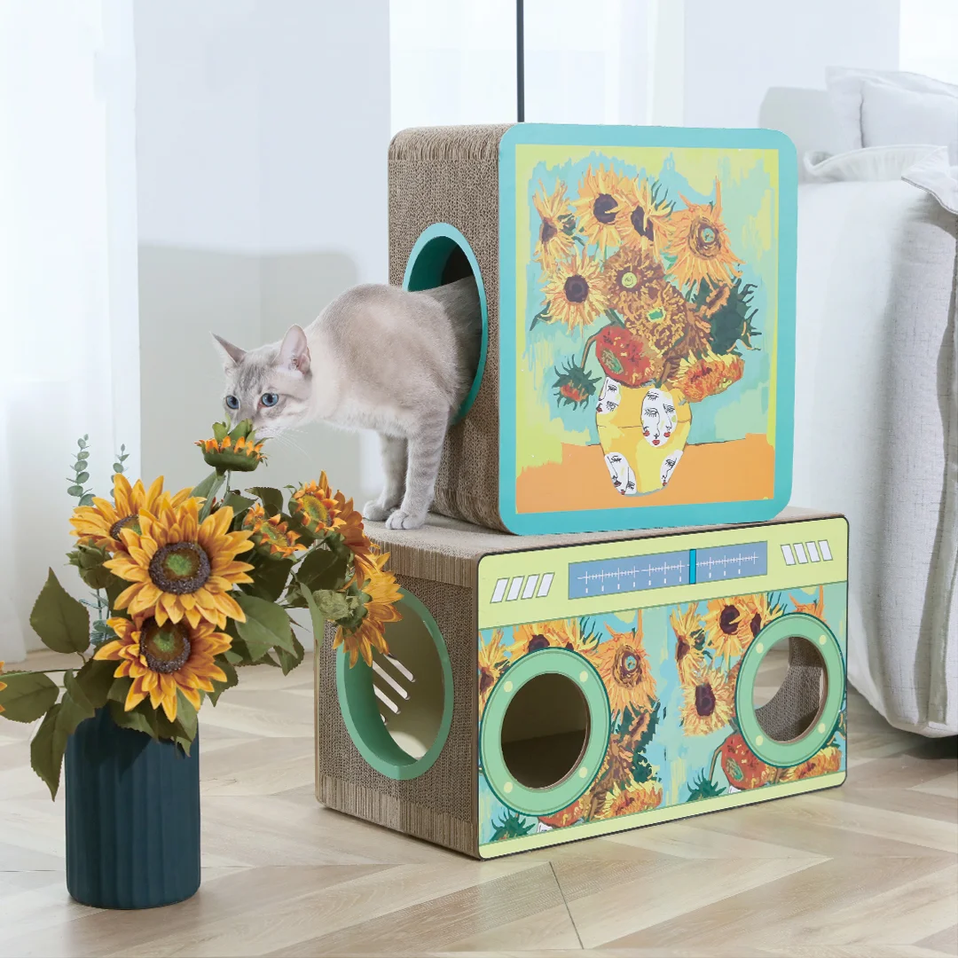Radio Style Cat Scratch House Cat Play Place With Painting Outlook - Buy Cat  Scratch Board,Cat Scratcher House,Cat Pet Play House With Scratches Product  on Alibaba.com