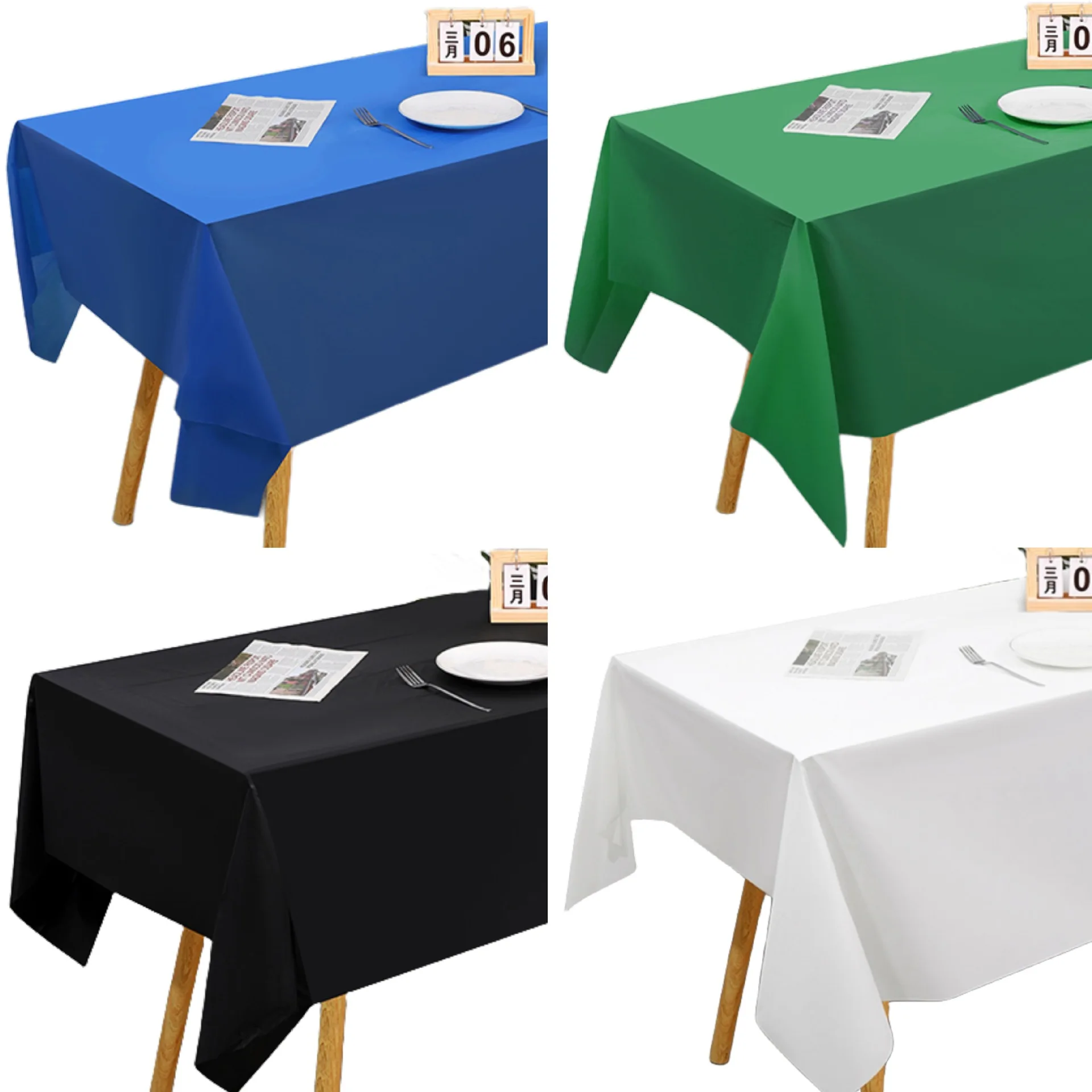 Custom Logo Disposable Plastic Table Cloth Cover White Black Rectangular Design Wedding Events Party Decorations Square Home