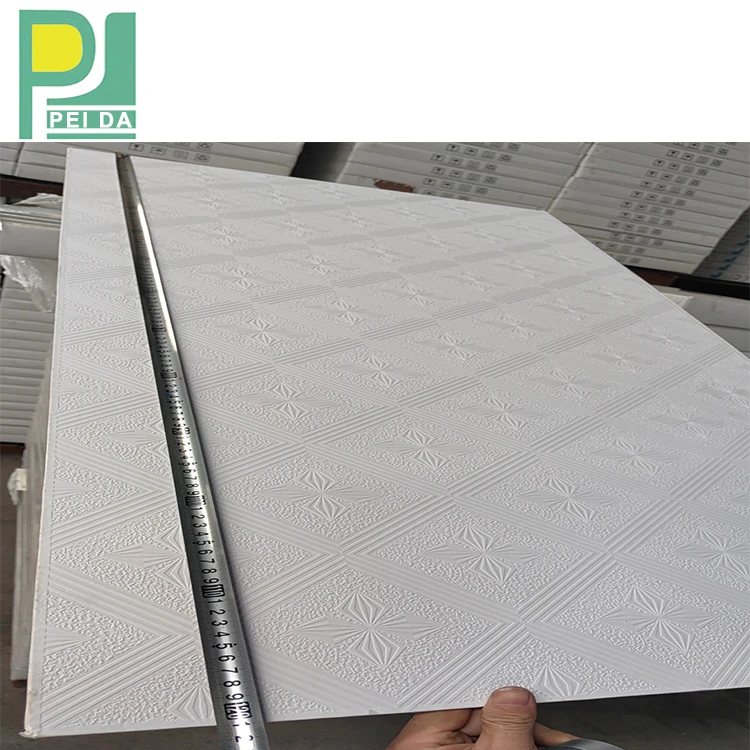 Vinyl Plasterboard 2x2 8 Mm PVC Laminated Gypsum Ceiling Tiles