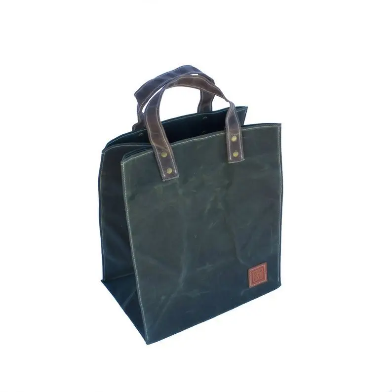 Large Canvas Tote Bag Canvas Shopping Bag Waxed Canvas Ecofriendly