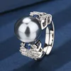 open size Blue Gray bead ring