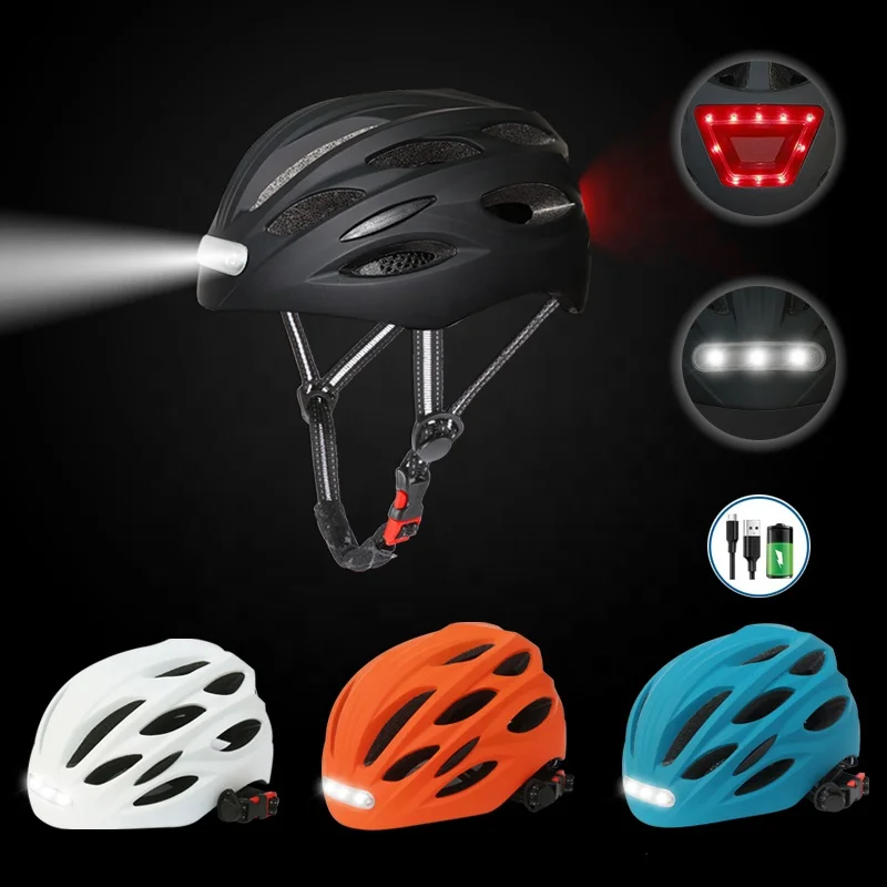 Bicycle Helmet LED Light Rechargeable Intergrally-mold Cycling Helmet Safe Sport Mountain Road riding Bike Helmet For Adult