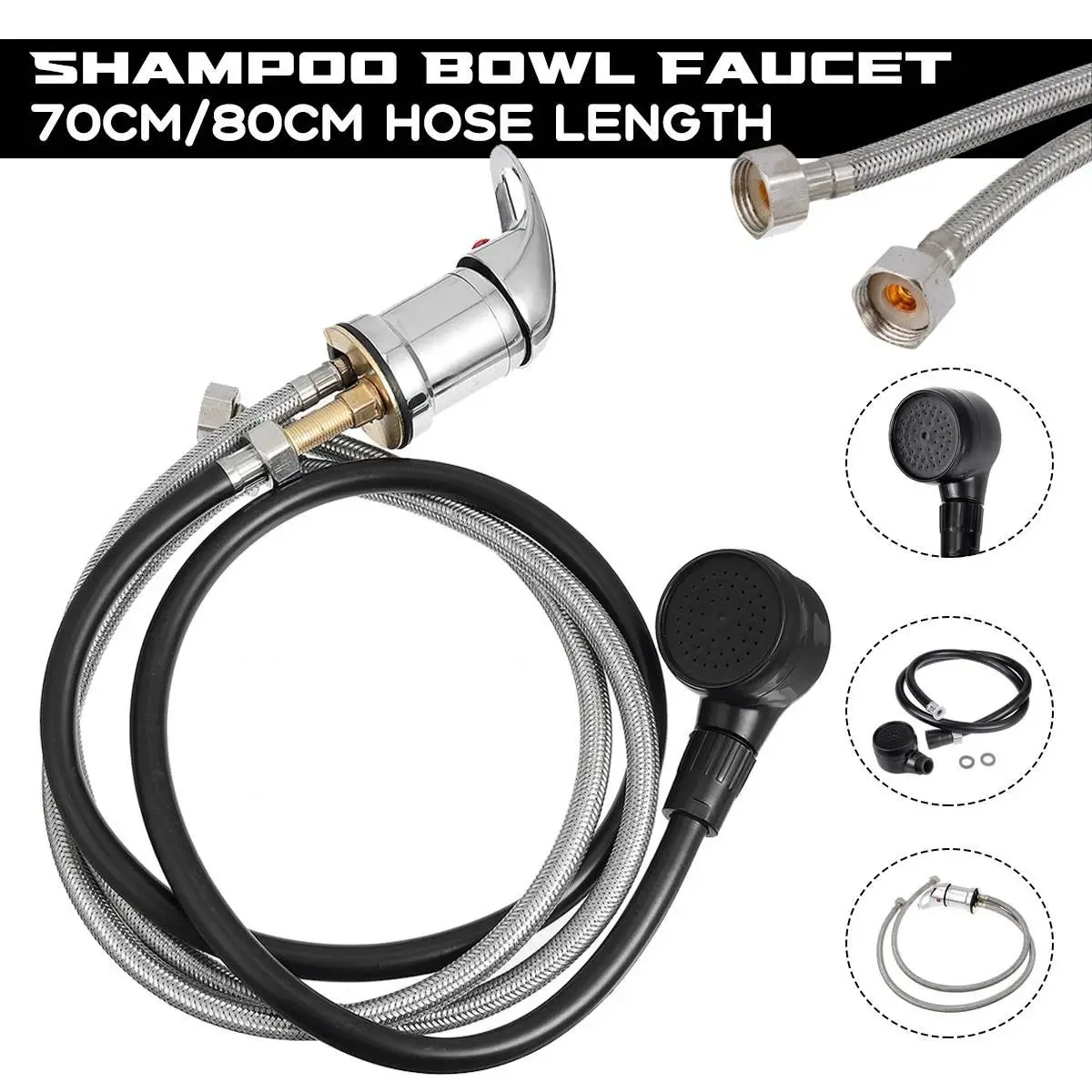 Waschtisch-Wasserhahn Mit Brauseschlauch & Handbrause - Chrom, Für Salon Oder Heimgebrauch, Inkl. Montagezubehör