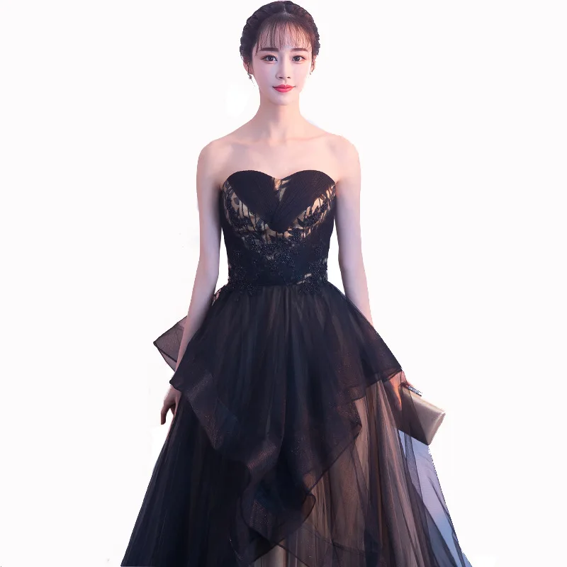 sachin and babi light blue dress S0032F Evening Dress Female 2025 New Banquet Elegant Long Black Temperament  Celebrity Catwalk Host Dress Skirt Wedding Dress