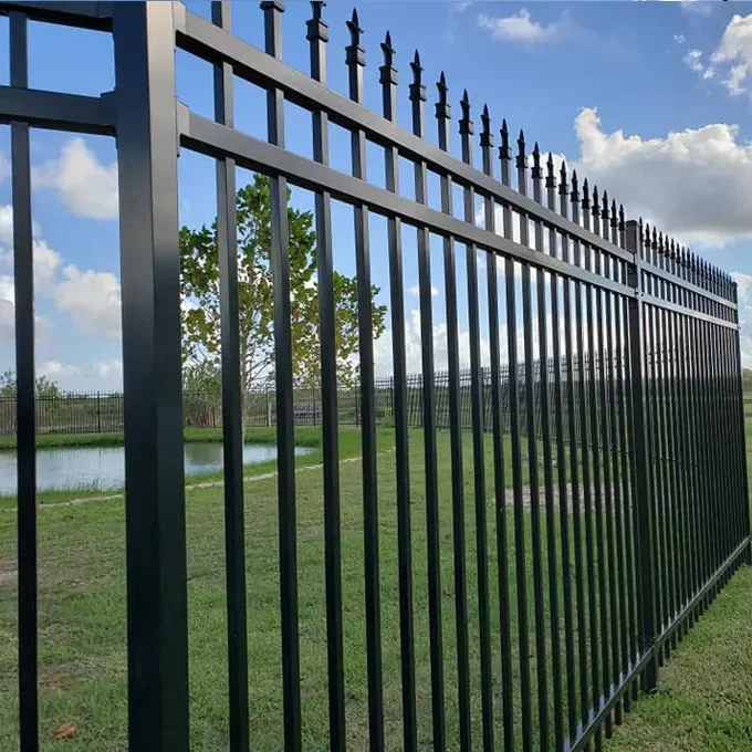 VerifiedPro Factory Shengxiang Wrought Iron Fence Metal Ornamental Picket Fence Panel Sliding Gate for Home Garden Fencing