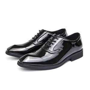 Luxury Mens Formal Patent Leather Men's Size 12 Shoes Pointed Oxford Wedding Office Dress Black Gentleman Business Man Shoes