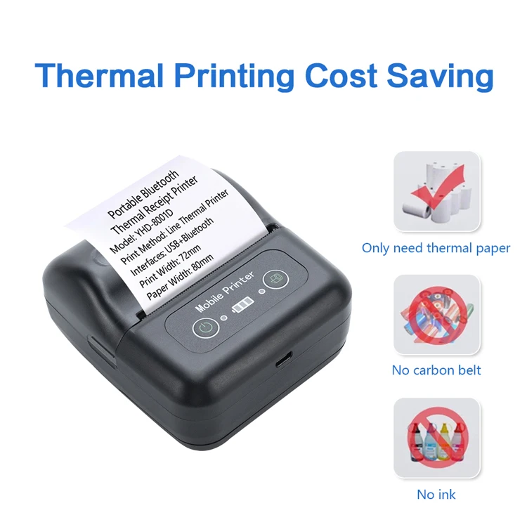 80mm Portable Mini Thermal Printer with Bluetooth - Image 3
