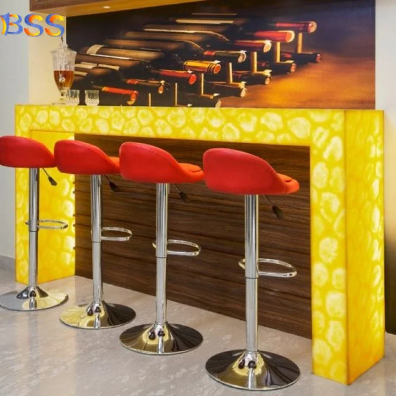 Modern Marble LED Home Bar Counter with Stools OEM Options