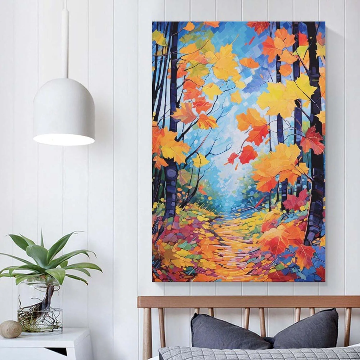 Colorful Autumn Oil Painting Abstract Forest Custom Nature Canvas Art Poster Wall Art Picture Print Modern Family Bedroom Decor