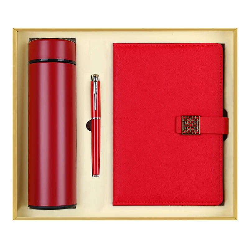 Refillable Notebook Pen Thermos Men Farther Gift Set Leather