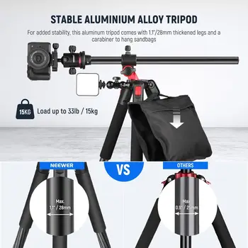 NEEWER 79 inch Camera Tripod Monopod with Center Column and Ball Head Aluminum, Arca Type QR Plate, Bag, Horizontal Tripod detail image