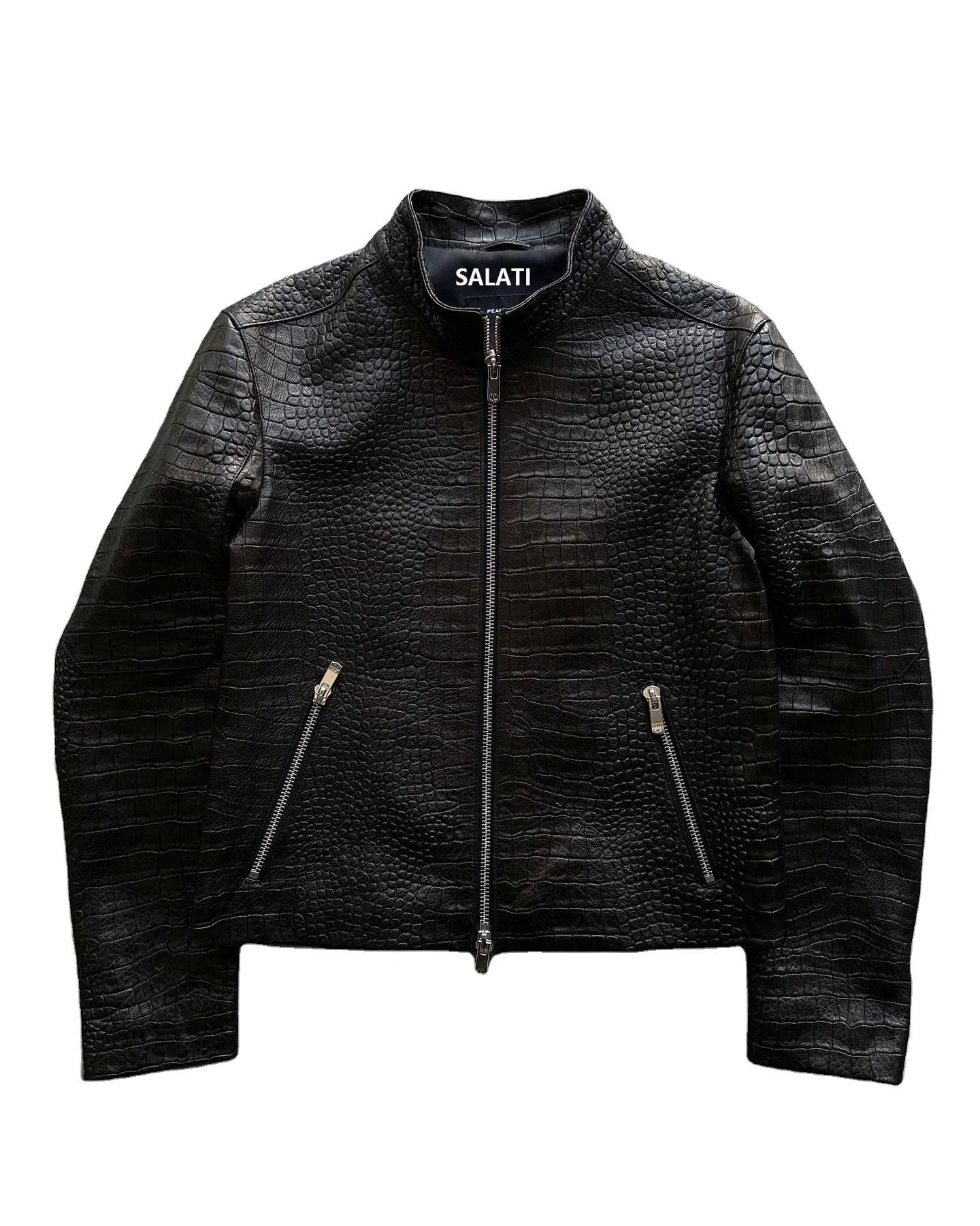 Salati Designer Luxury Snake Skin Print Zipper Pu Motorbike Motorcycle Racing Biker Crop Man Bomber Jackets Leather Men's Jckets gallery 7