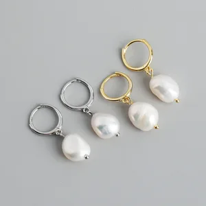 MW In-Stock 925 Silver 18K Gold Plate Irregular Baroque Freshwater Pearl Clip Earrings Wholesale Women Jewelry