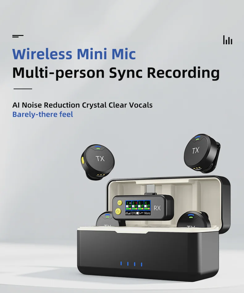 Professional Circular Wireless Lavalier Microphone with Magnetic Invisible Clip-on Mic Noise Cancelling for YouTube TikTok Vlog