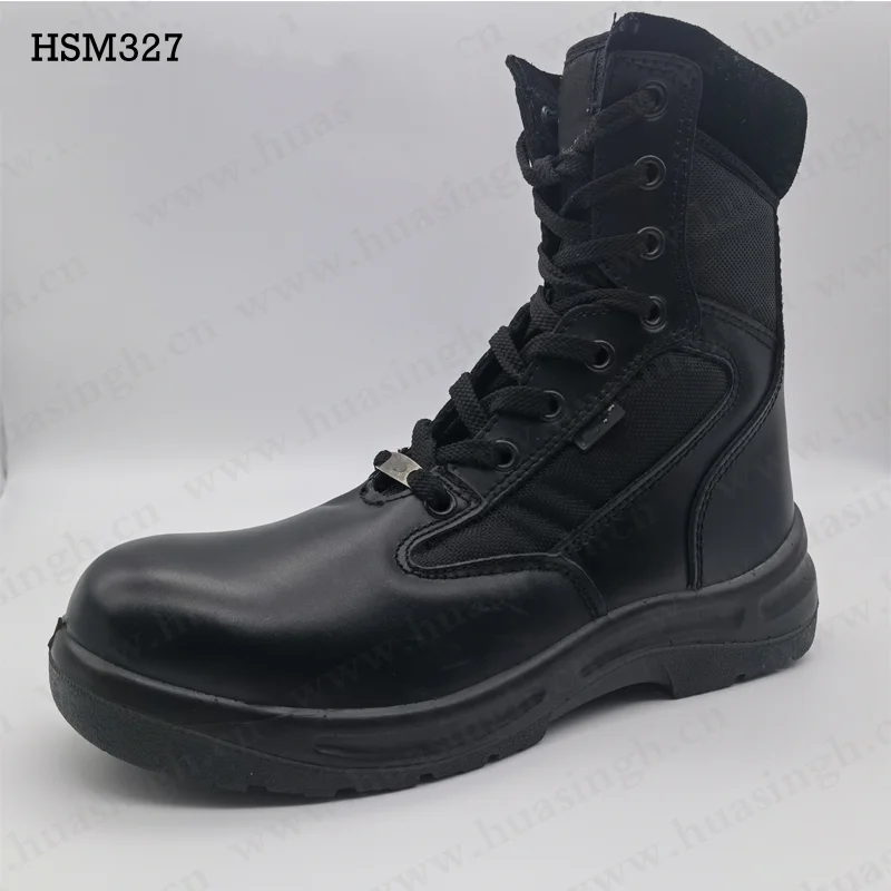 LXG,outdoor Training 6 Inch Black Tactical Boots with Side Zipper Anti-slip PU/PU Outsole Military Boots for Sale HSM327