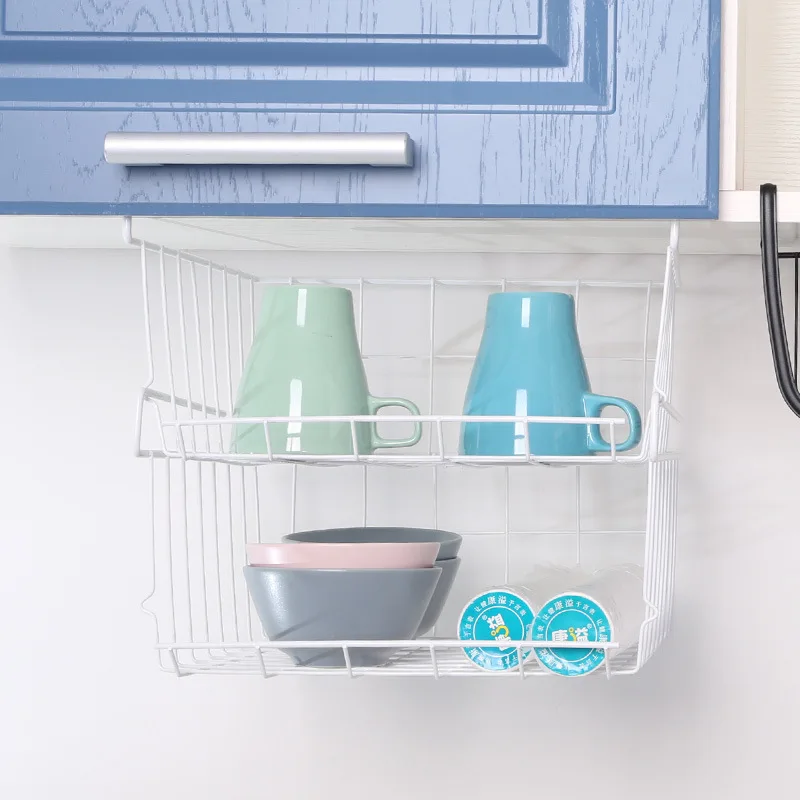 Under Shelf Storage Basket Rack Kitchen Cupboard Organiser Wire