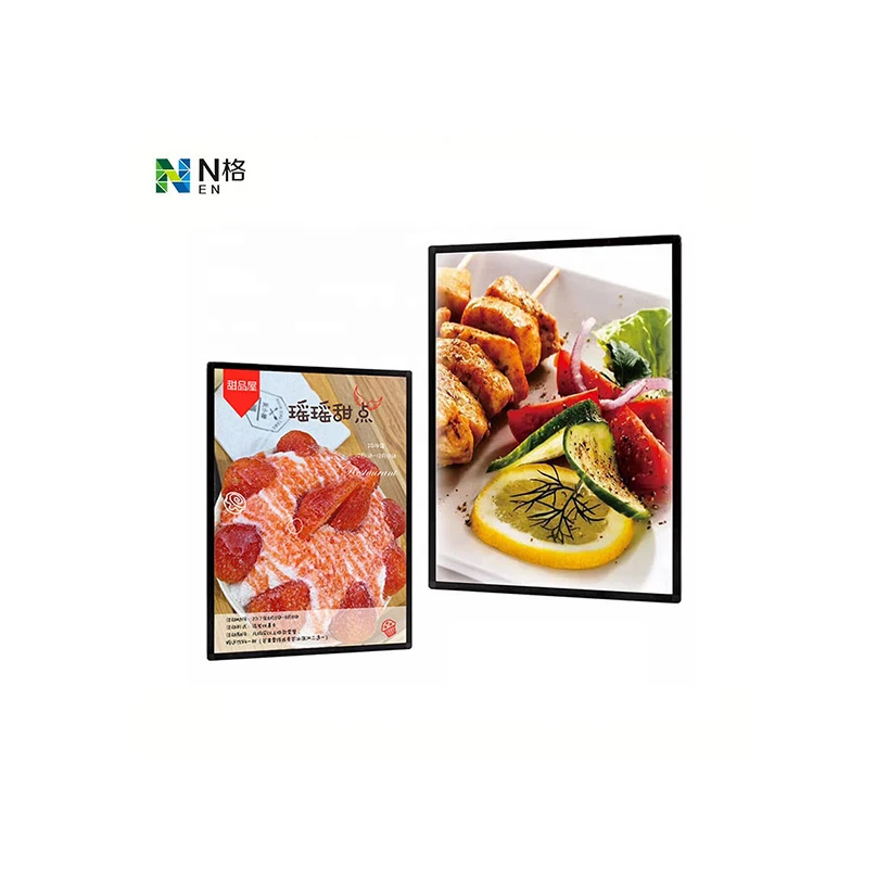 Custom A4 Size Square Adhesive Acrylic Aluminum Snap Frame LED Display Light Box Wall Mount Restaurant Menu Board Rectangle